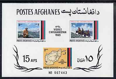 Afghanistan 1969 Tourist Publicity imperf m/sheet (Map etc) SG MS 660, stamps on , stamps on  stamps on tourism    maps     mules