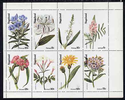 Nagaland 1974 Flowers complete perf set of 8 values (5c to 75c) unmounted mint, stamps on , stamps on  stamps on flowers