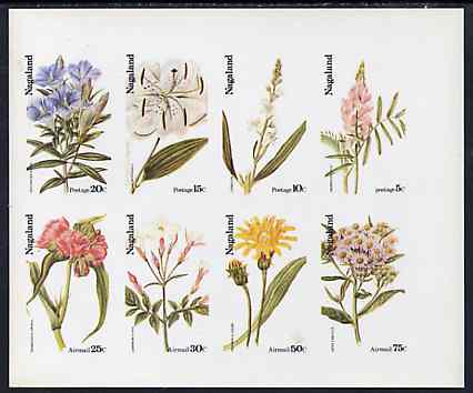 Nagaland 1974 Flowers complete imperf set of 8 values (5c to 75c) unmounted mint, stamps on flowers