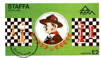 Staffa 1978 Scouts & Chess imperf deluxe sheet (Â£2 value) cto used, stamps on chess    scouts