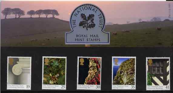 Great Britain 1995 Centenary of the National Trust set of 5 in official presentation pack SG 1868-72, stamps on architecture