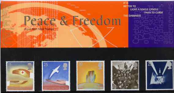 Great Britain 1995 Europa - Peace & Freedom set of 5 in official presentation pack SG 1873-77, stamps on , stamps on  stamps on europa   peace