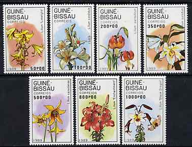 Guinea - Bissau 1989 Lilies set of 7 unmounted mint, SG 1127-33, Mi 1049-55*, stamps on , stamps on  stamps on flowers     lilies