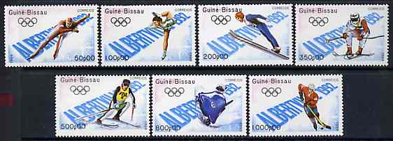 Guinea - Bissau 1989 Albertville Winter Olympic Games set of 7 unmounted mint, SG 1166-72, Mi 1088-94*, stamps on , stamps on  stamps on sport     olympics      skating    ice hockey      bobsled      skiing