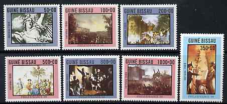 Guinea - Bissau 1989 PhilexFrance '89 Stamp Exhibition (Paintings) set of 7 unmounted mint, SG 1135-41, Mi 1057-63*, stamps on , stamps on  stamps on arts, stamps on  stamps on stamp exhibitions