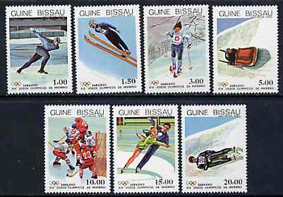 Guinea - Bissau 1983 Sarajevo Winter Olympic Games set of 7 unmounted mint, SG 786-92, Mi 709-15*, stamps on , stamps on  stamps on sport     olympics      skating    ice hockey      bobsled      skiing    luge