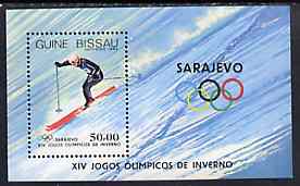 Guinea - Bissau 1983 Sarajevo Winter Olympic Games m/sheet (Downhill Skiing) unmounted mint SG MS 793, Mi BL 255, stamps on , stamps on  stamps on sport     olympics       skiing   