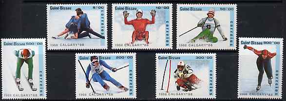 Guinea - Bissau 1988 Calgary Winter Olympic Games unmounted mint set of 7 (incl Torvill & Dean) SG 1005-11, Mi 927-33*, stamps on , stamps on  stamps on sport     olympics      skating          skiing    luge    police