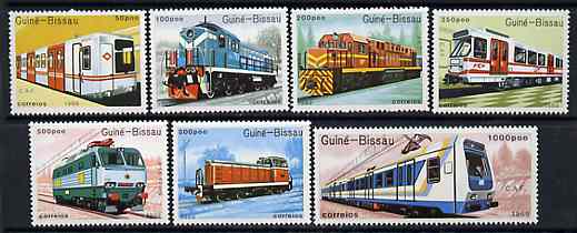 Guinea - Bissau 1989 Trains, perf set of 7 unmounted mint, SG 1111-17, Mi 1033-39*, stamps on , stamps on  stamps on railways