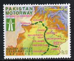 Pakistan 1997 Golden Jubilee Celebrations (Motorway) unmounted mint*, stamps on , stamps on  stamps on maps     roads