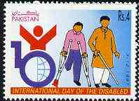 Pakistan 1997 International Day for the Disabled 4r unmounted mint*, stamps on , stamps on  stamps on disabled    wheelchair    blind