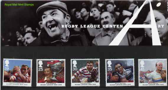Great Britain 1995 Centenary of Rugby League set of 5 in official presentation pack SG 1891-95, stamps on , stamps on  stamps on rugby
