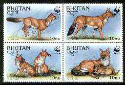 Bhutan 1997 WWF Endangered Animals (Dhole) unmounted mint set of 4 values SG 1181-84, stamps on , stamps on  stamps on wwf      animals    dhole, stamps on  stamps on  wwf , stamps on  stamps on 