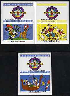 Sierra Leone 1992 Mickey's World Tour set of 3 m/sheets unmounted mint, SG MS1789, stamps on disney, stamps on bagpipes, stamps on scots, stamps on scotland