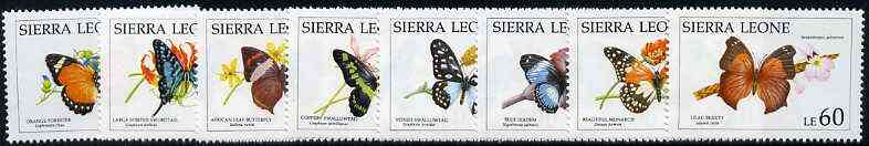 Sierra Leone 1991 Butterflies and Flowers set of 8 unmounted mint, SG 1649-56, stamps on , stamps on  stamps on butterflies, stamps on  stamps on flowers, stamps on  stamps on orchids