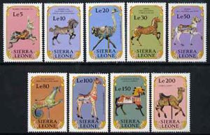 Sierra Leone 1990 Fairground Carousel Animals complete set of 9 unmounted mint, SG 1516-24*, stamps on , stamps on  stamps on circus, stamps on  stamps on animals, stamps on  stamps on rabbits, stamps on  stamps on horses, stamps on  stamps on cats, stamps on  stamps on panther, stamps on  stamps on zebras, stamps on  stamps on giraffes, stamps on  stamps on camels, stamps on  stamps on birds, stamps on  stamps on ostriches, stamps on  stamps on marine life   , stamps on  stamps on zebra