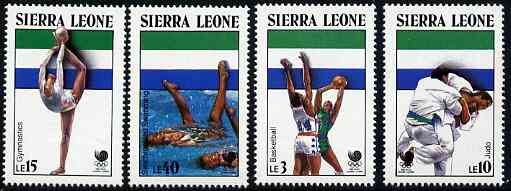 Sierra Leone 1988 Seoul Olympic Games (2nd Issue) set of 4 unmounted mint, SG 1137-40*, stamps on , stamps on  stamps on sport, stamps on  stamps on olympics, stamps on  stamps on basketball, stamps on  stamps on judo, stamps on  stamps on gymnastics, stamps on  stamps on swimming, stamps on  stamps on  gym , stamps on  stamps on gymnastics, stamps on  stamps on , stamps on  stamps on martial arts