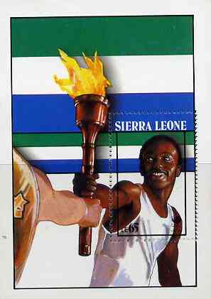 Sierra Leone 1988 Seoul Olympic Games (2nd Issue) m/sheet (Athlete with Torch) unmounted mint, SG MS 1141, stamps on sport, stamps on olympics