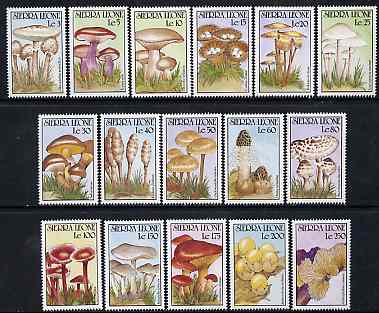 Sierra Leone 1990 Fungi complete definitive set of 16 values unmounted mint, SG 1578-93*, stamps on fungi