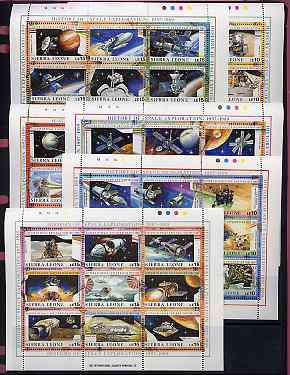 Sierra Leone 1989 History of Space Exploration complete set of 54 (6 sheetlets of 9) unmounted mint SG 1248-1301, stamps on , stamps on  stamps on space