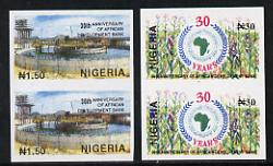 Nigeria 1994 30th Anniversary of African Development Bank set of 2 in unmounted mint imperf pairs, stamps on , stamps on  stamps on banking  coins    finance