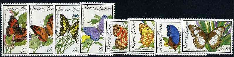 Sierra Leone 1989 Butterflies unmounted mint set of 8, SG 1312-19*, stamps on butterflies