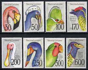 Sierra Leone 1992 Birds set of 8 unmounted mint, SG 1829-36*, stamps on birds, stamps on hornbill, stamps on spoonbill, stamps on flamingo, stamps on stork, stamps on lovebird