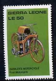 Sierra Leone 1987 Daimler Motorcycle unmounted mint - from Milestones of Transportation set, SG 1066*, stamps on , stamps on  stamps on motorbikes