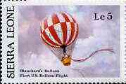 Sierra Leone 1987 Blanchards Balloon unmounted mint - from Milestones of Transportation set, SG 1058*, stamps on balloons