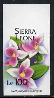 Sierra Leone 1994 Orchids 100L (Brachycorythis kalbreyeri) unmounted mint imperf marginal, SG 2160var, stamps on orchids