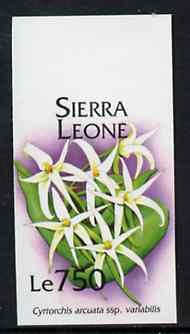 Sierra Leone 1994 Orchids 750L (Cyrtorchis arcuata) unmounted mint imperf marginal, SG 2165var, stamps on orchids