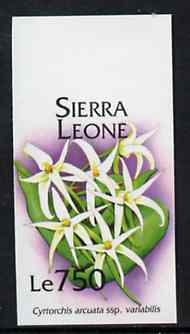 Sierra Leone 1994 Orchids 750L (Cyrtorchis arcuata) unmounted mint imperf marginal, SG 2165var, stamps on , stamps on  stamps on orchids