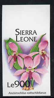 Sierra Leone 1994 Orchids 900L (Ancistrochilus rothschildianus) unmounted mint imperf marginal, SG 2166var, stamps on orchids
