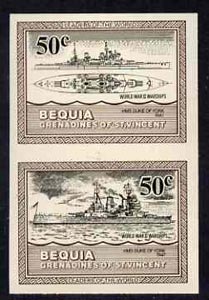 St Vincent - Bequia 1985 Warships of World War 2, 50c HMS Duke of York imperf se-tenant pair unmounted mint, stamps on , stamps on  stamps on ships, stamps on  stamps on  ww2 , stamps on  stamps on 