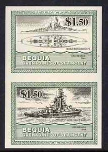 St Vincent - Bequia 1985 Warships of World War 2, $1.50 USS Nevada unmounted mint imperf se-tenant pair, stamps on , stamps on  stamps on ships, stamps on  stamps on  ww2 , stamps on  stamps on 