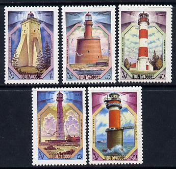 Russia 1983 Lighthouses (2nd Issue) set of 5 unmounted mint, SG 5362-68, Mi 5309-13, stamps on , stamps on  stamps on lighthouses, stamps on  stamps on ships, stamps on  stamps on rescue