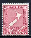 New Zealand 1923 Map of New Zealand 1d carmine unmounted mint, SG 460*, stamps on , stamps on  kg5 , stamps on maps
