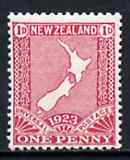 New Zealand 1923 Map of New Zealand 1d carmine unmounted mint, SG 460*, stamps on , stamps on  stamps on , stamps on  stamps on  kg5 , stamps on  stamps on maps