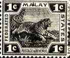 Malaya - Federated Malay States 1922 Tiger 1c black unmounted mint, SG 53*, stamps on animals, stamps on cats, stamps on tigers, stamps on  kg5 , stamps on 