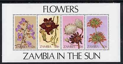 Zambia 1983 Wild Flowers m/sheet containing set of 4, SG MS 387 unmounted mint, stamps on , stamps on  stamps on flowers   orchids