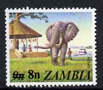 Zambia 1979 Surcharged 8n on 9n Elephant unmounted mint, SG 279*, stamps on animals    elephant