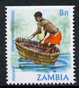 Zambia 1981 Straw Basket Fishing 8n from definitive set of 15, SG 340 unmounted mint*, stamps on fishing