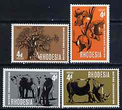 Rhodesia 1967 Nature Conservation set of 4 unmounted mint, SG 418-21*, stamps on animals, stamps on rhino, stamps on elephant, stamps on trees, stamps on flowers