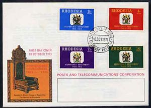 Rhodesia 1973 Responsible Government set of 4 on illustrated cover with first day cancel, SG 484-87, stamps on heraldry, stamps on arms, stamps on constitutions