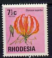Rhodesia 1974 Flame Lily 7.5c from Wildlife def set unmounted mint, SG 495, stamps on flowers, stamps on lily