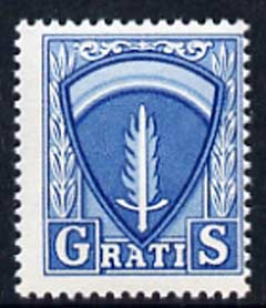 Germany - Allied Military Forces 1948 Travel Permit Stamp 'Gratis' in blue unmounted mint*, stamps on cinderella
