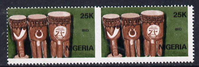 Nigeria 1989 Musical Instruments (Ibid) 25k unmounted mint pair imperf between, stamps on music, stamps on musical instruments