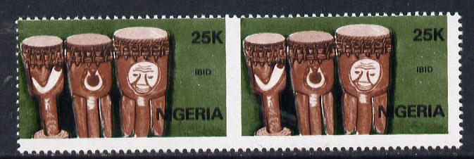 Nigeria 1989 Musical Instruments (Ibid) 25k unmounted mint pair imperf between, stamps on , stamps on  stamps on music, stamps on  stamps on musical instruments