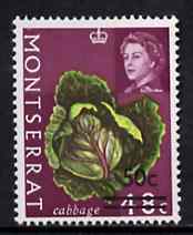 Montserrat 1968 Surcharged 50c on 48c Cabbage (wmk upright) unmounted mint, SG 196*, stamps on , stamps on  stamps on food, stamps on  stamps on vegetables, stamps on  stamps on cabbage