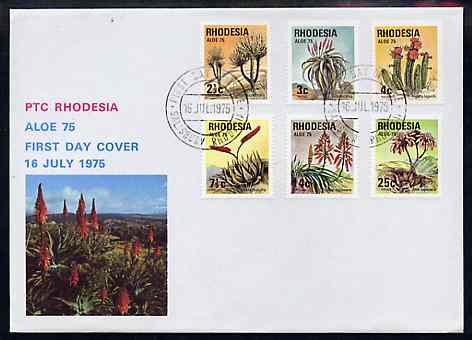 Rhodesia 1975 Aloe '75 International Succulent Congress set of 6 on unaddressed illustrated cover with first day cancels, SG 514-19, stamps on flowers, stamps on aloes, stamps on cacti